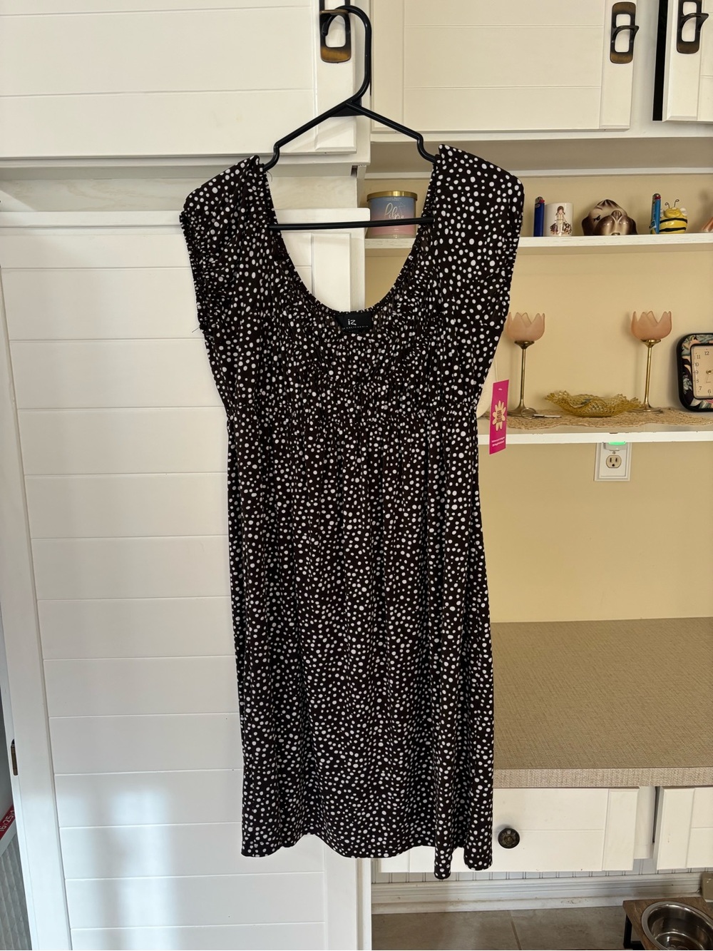 Y2K Brown Polka Dot Scoop Neck Dress